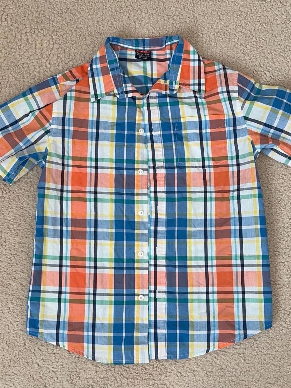 WRANGLER KIDS PLAID SHORT SLEEVE BUTTON DOWN SHIRT